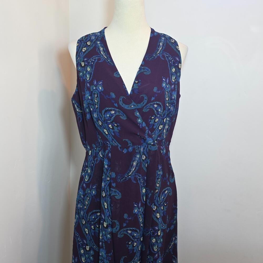 Cabi TREASURE Women 8 Purple Paisley Sleeveless‎ Midi Dress - Picture 3 of 11